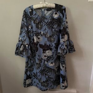 Nina Leonard Blue Floral Dress